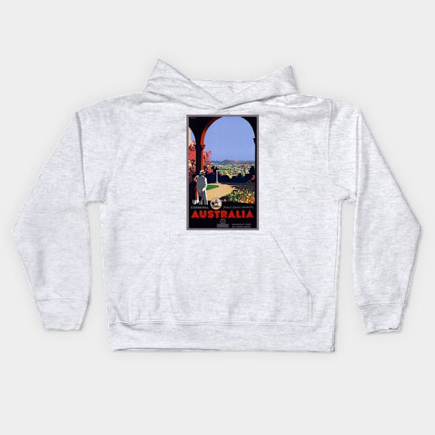 Vintage Travel Poster Canberra Australia Kids Hoodie by vintagetreasure